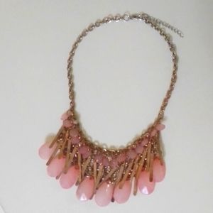 Statement faux diamond drop Pink Necklace